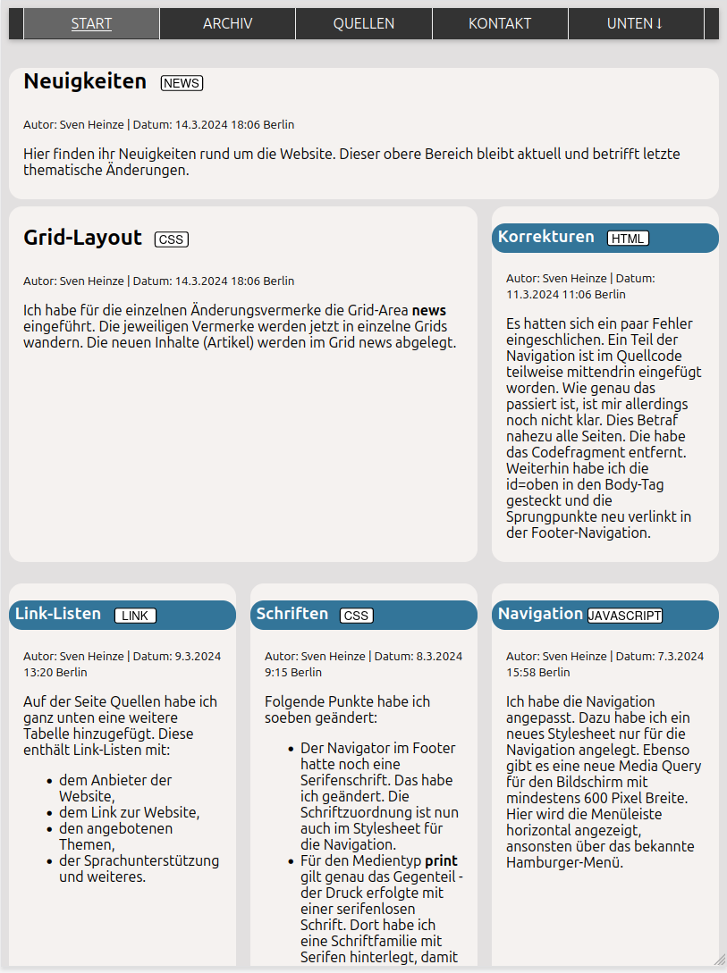 Ansicht der Website mit einem ipad von Apple im Hochformat